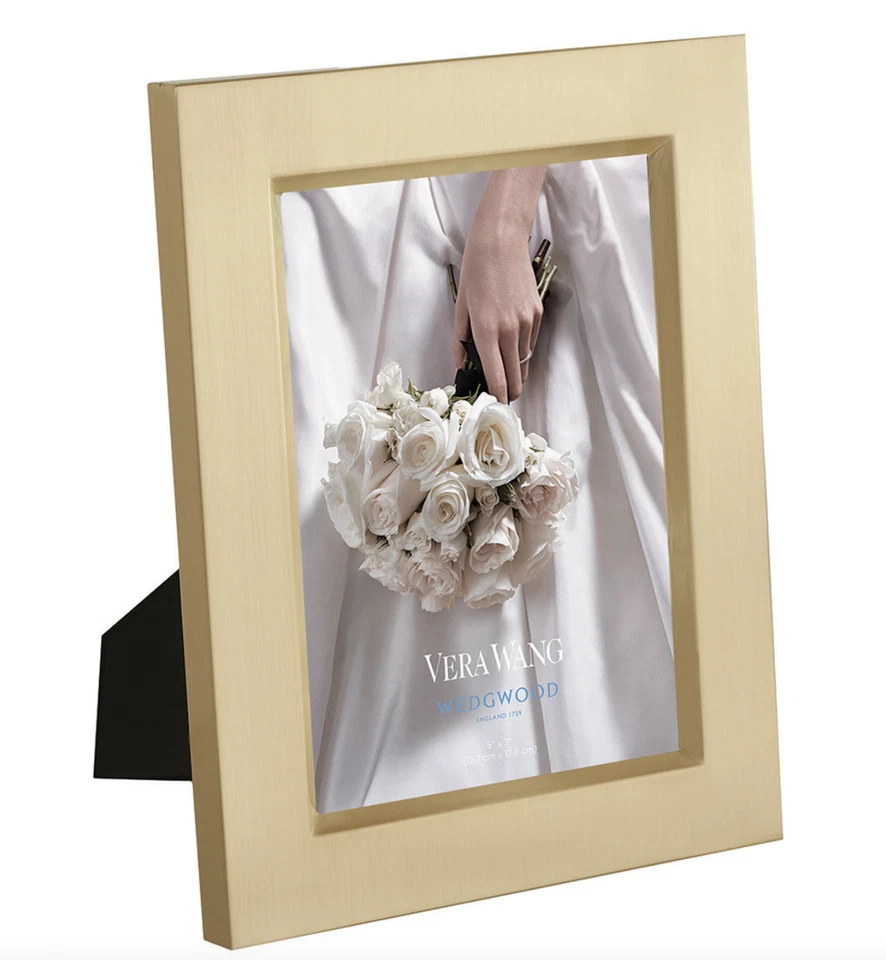 VERA WANG SATIN GOLD PLATED 5"x 7" WEDDING PHOTO FRAME 40003666 NEW NIB - Image 1 of 4