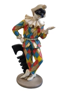 Vintage Vivian C Italy Harlequin Masquerade Doll Figure Porcelain Ornament Clown - Picture 1 of 14