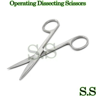 Tijeras quirúrgicas de disección operativa hojas rectas afiladas/afiladas de 4,5" Foto 1 de 3