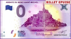 UEBF / ABBAYE DU MONT-SAINT-MICHEL / BILLET 0 € / NULL EURO-SCHEIN / 0 € 2017-3B - Picture 1 of 1
