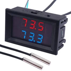 Digital Thermometer Dual Led Display Fahrenheit To Centigrade Adjustable Dc 428v - Picture 1 of 7