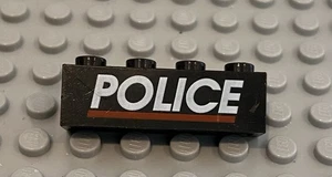 LEGO Black 1x4 Brick  With The Word POLICE Underlined In Red - Picture 1 of 1