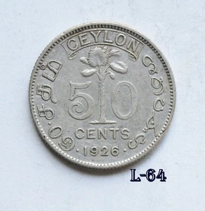Ceilán 1926 50 centavos de plata (T-64) ENVÍO GRATUITO - Imagen 1 de 2