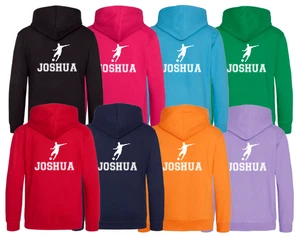Personalised Kids Football Hoodie, Custom Name Printed Hooded Sweatshirt - Picture 1 of 13