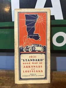 1931 Standard Oil Of Louisiana Road Map: Arkansas Louisiana GEBRAUCHT - Bild 1 von 2