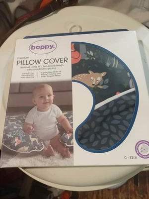 Boppy Premium Pillow Cover Blue Forest Friends Microfiber Fabric NEW - Image 1 of 4