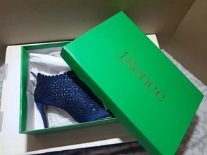 Women's Navy Blue Sparkly Rhinestone Ankle Boots Peep Toe Sz.6.5 New! - Picture 1 of 15