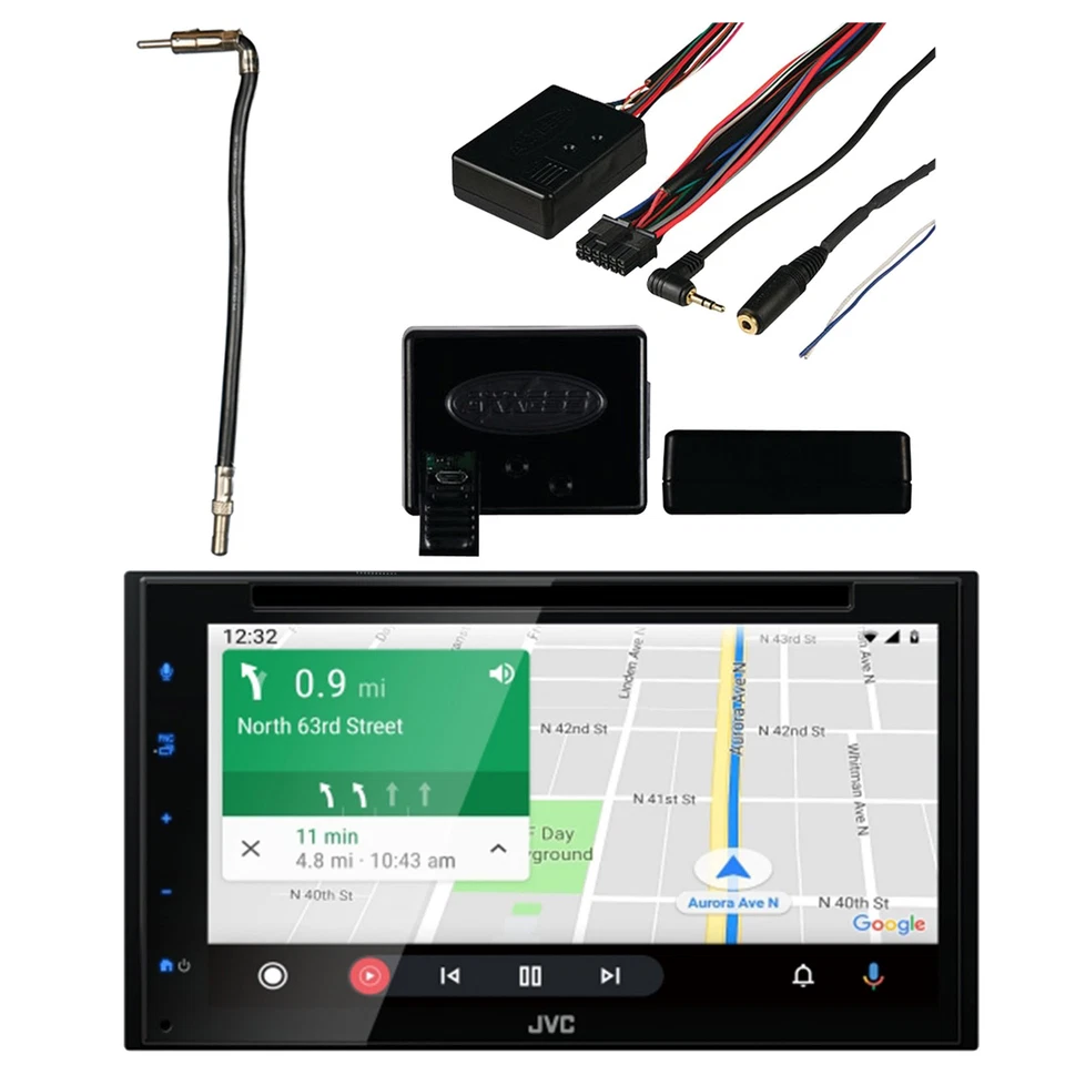 JVC KW-V660BT Double DIN DVD Receiver, Antenna Adapter, Steering Wheel Control - Image 1 of 4