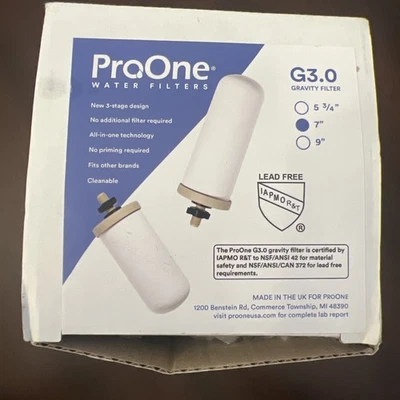NEW ProOne G3.0 7" Water Filter OEM Genuine 3  Stage Gravity Filter - Image 1 of 4
