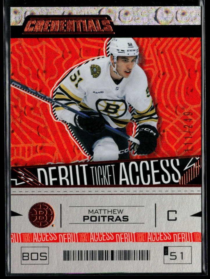 2023-24 Upper Deck Credentials Orange #193 Matthew Poitras RC 111/249 - Image 1 of 2