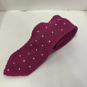 TOM FORD Strickkrawatte gepunktet klassisch rosa Logo Seidenmischung verstellbar aus Japan - Bild 1 von 12