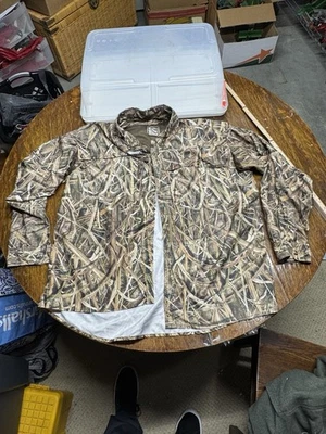 Drake Button Down Shirt Men's 2XL Realtree Waterfowl Hunting Camo Vented - Image 1 of 4