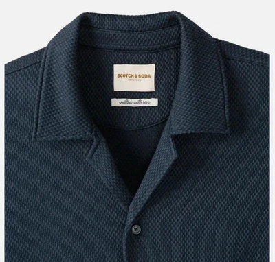 Scotch & Soda Men’s Jersey Knit Button Up S. Sleeve Shirt Textured NWOT LARGE - Image 1 of 4