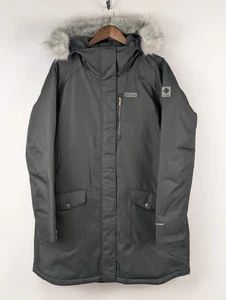 Columbia Parka Jacket Mens XL Slim Black Omni-Heat Faux Fur Hood Insulated Coat - Picture 1 of 11