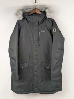 Columbia Parka Jacket Mens XL Slim Black Omni-Heat Faux Fur Hood Insulated Coat - Image 1 of 4