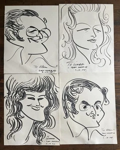 4 original signierte Karikaturen Theaterkünstler Sam Norkin 1917-2011 Theater - Bild 1 von 6