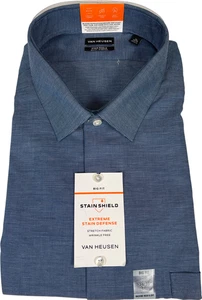Van Heusen Men’s Blue Stretch Stain Shield Big Fit Button Up Shirt - 4XL - Picture 1 of 5