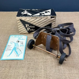 VINTAGE UNIVERSAL KOFFERTRÄGER TRAGBAR PORTIER GEPÄCK ROLLEN 60er JAHRE VERPACKT - Bild 1 von 10