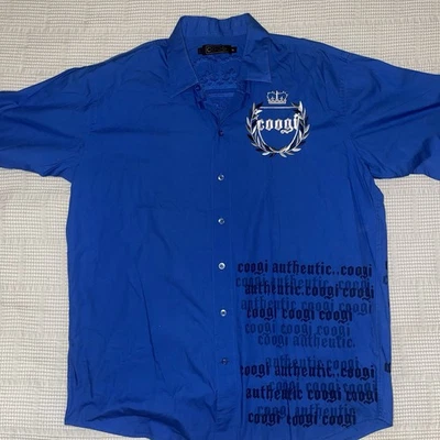 Camisa COOGI Para Hombres Con Botones XL Azul Real Bordado Cresta y Estampado Auténtico Foto 1 de 4