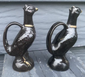 RARE Vintage Relco Black Pheasants / Peacocks Salt and Pepper Shakers Japan - Picture 1 of 3