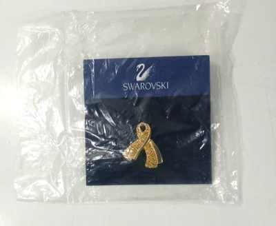 Broche/Pin Cinta Cristal Amarillo Swarovski Apoya a Nuestras Tropas Foto 1 de 3