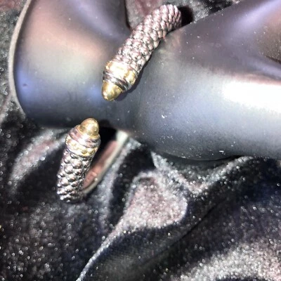 Lagos Signature Caviar Beaded Sterling Silver and 14k Gold Torque Bracelet - Image 1 of 4