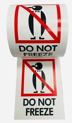 Penguin Do Not Freeze Stickers 3"x4" Refrigerate Food Packaging USA Labels 500 - Image 1 of 4