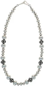 18" Handmade Graduated Sterling Silver Bead Necklace By Navajo Artist Al Joe - Picture 1 of 4
