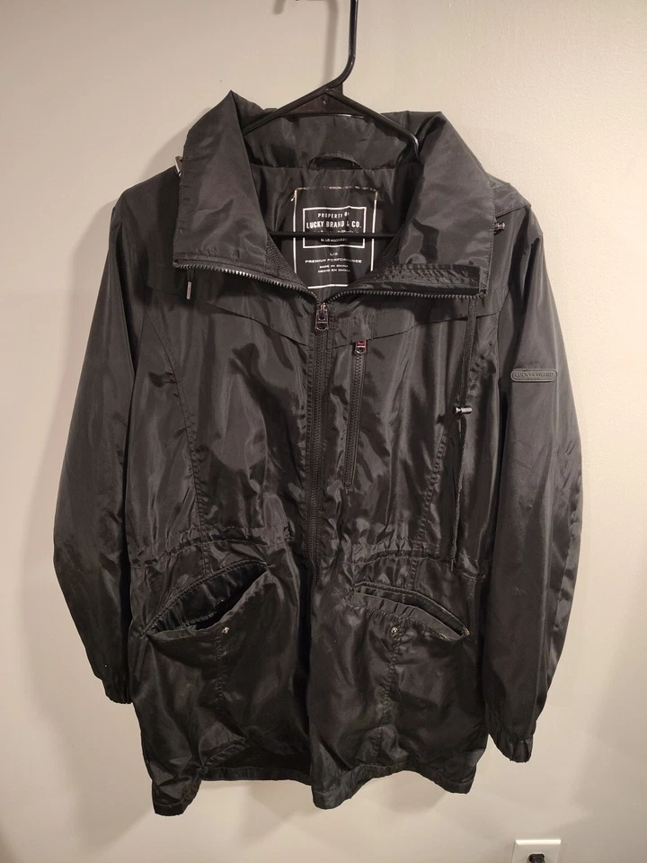 Lucky Brand черный ветровка куртка размер большой свет куртка с капюшоном - Изображение 1 из 4
