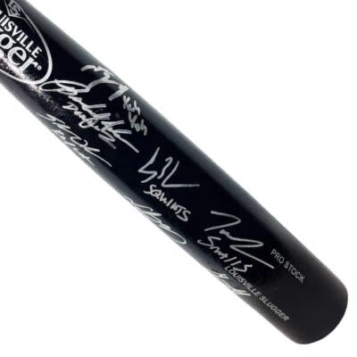The Sandlot Cast Signed Louisville Slugger Black Baseball Bat (Beckett) - Image 1 of 4