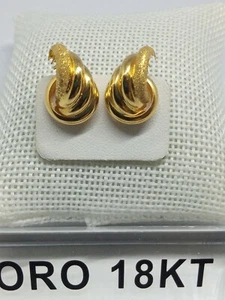 Orecchini in oro giallo 750 18 carati grammi 5,2 a clips lucidi e satinati +2lav - Bild 1 von 7