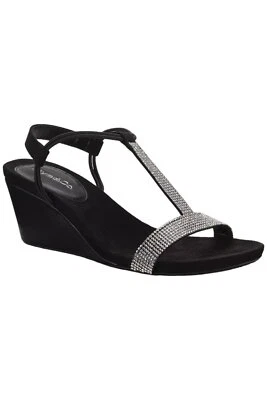 Style Co Mulan Wedge Sandals Black Rhinestone - Image 1 of 3