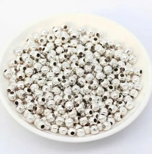 600+ SILVER PLATED ACRYLIC SPACER ROUND BEADS 2mm JEWELLERY MAKING BRACELET XMAS - Picture 1 of 1