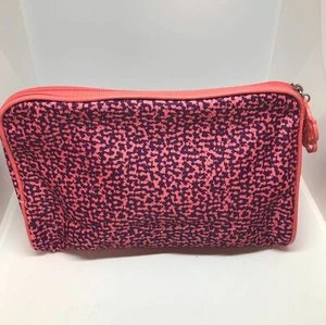 Borsa grande trucco cosmetico Lancome - rosa corallo pesca con disegno viola - nuova - Foto 1 di 7