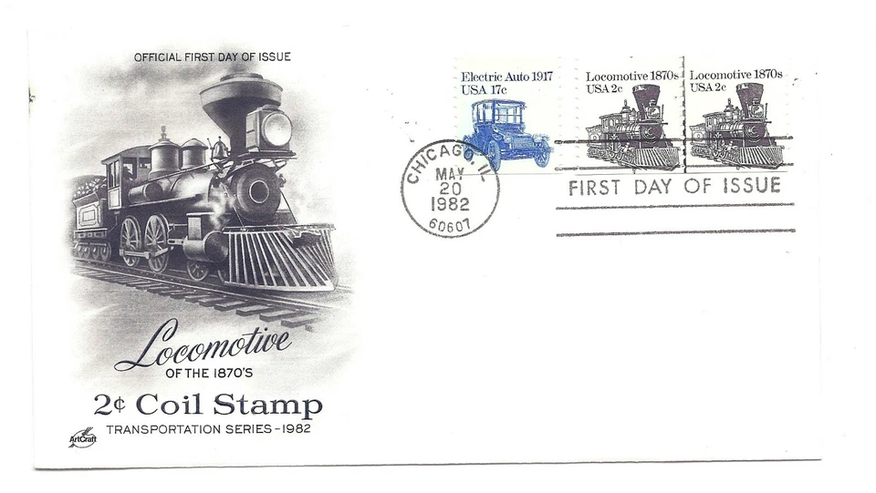 1897A 2c Locomotive 1870s plate #3 pair ArtCraft, FDC  - Image 1 of 1