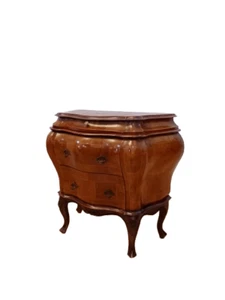 Cassettone bombato in noce e radica-stile Luigi XV-piccolo comò-mobiletto 900 - Foto 1 di 18