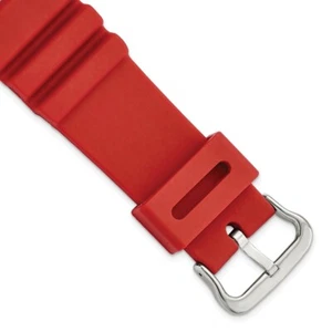 Gilden 22mm Red Polyurethane Sport Silver-tone Buckle Watch Band - Picture 1 of 4