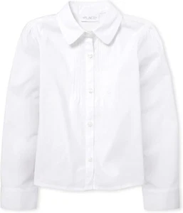 The Children's Place Girls' Long Sleeve Pintuck Poplin Button Down Shirt M 7/8 - Picture 1 of 3