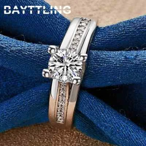 Anillo BAYTTLING 925 Plata 7-10# Circón Brillante Mujer Dije Moda Regalo Joyería - Imagen 1 de 5