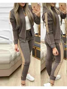 Conjunto Mujer 2 Piezas Pantalones Trajes Cremallera Chaqueta Pantalones Chándal Mujer - Imagen 1 de 32