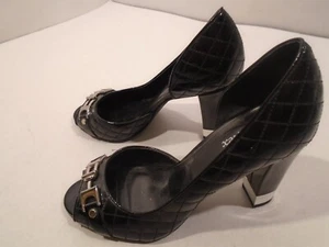 AK ANNE KLEIN WOMEN'S HIGH HEEL pumps SIZE 7.5 M inflex BLACK patent Shiny - Picture 1 of 7