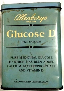 CAJA DE ESTAÑO DE COLECCIÓN INDIA: ALLENBURYS GLUSOSA D CON CALCIO, GLAXO NIGERIA - Imagen 1 de 7