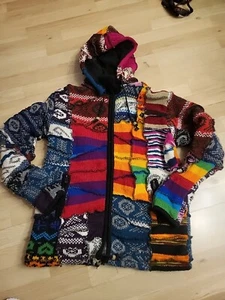 Nepaljacke Wolljacke Fleece Wolle Quadrate Bunt -L- Nepal - Bild 1 von 6