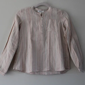 NWT Bonpoint Artiste Half Button Up Long Sleeve Shirt Pink Vertical Stripe 12 - Picture 1 of 6