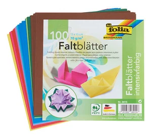 Papel Plegable FOLIA 15x15cm 100 Hojas Origami 70g/m² Hojas Plegables 10 Colores - Imagen 1 de 1