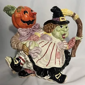 Brocca Fitz and Floyd Halloween Hoedown 1992 1 3/4 Qt Strega e Spaventapasseri - Foto 1 di 11