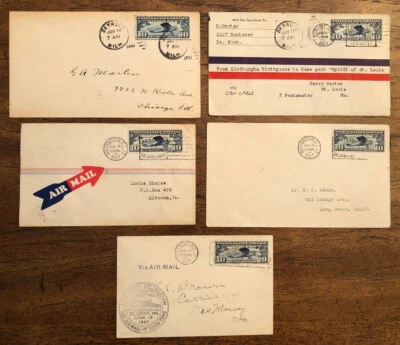 E3929: (5) US #C10 on (5) FDC, Vario marks; CV - Image 1 of 2