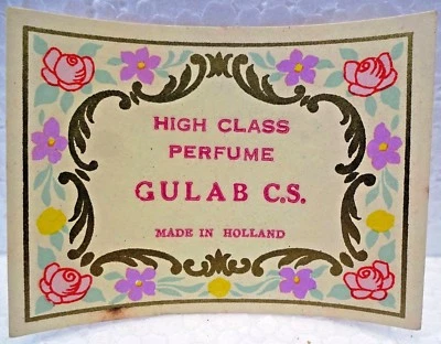 Vintage Perfume Bottle Paper Label Gulab C.S. Made In Holland Advertising Collec - Image 1 of 2