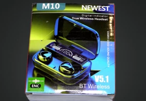 M10 neueste digitale Anzeige True Wireless Headset V5.1 BT kabellos neu geöffnete Verpackung - Bild 1 von 4