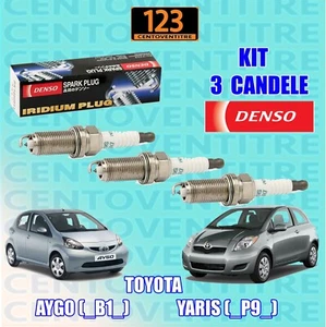 KIT 3 CANDELE ACCENSIONE DENSO IRIDIUM TOYOTA AYGO YARIS SK16HR11 - Foto 1 di 5